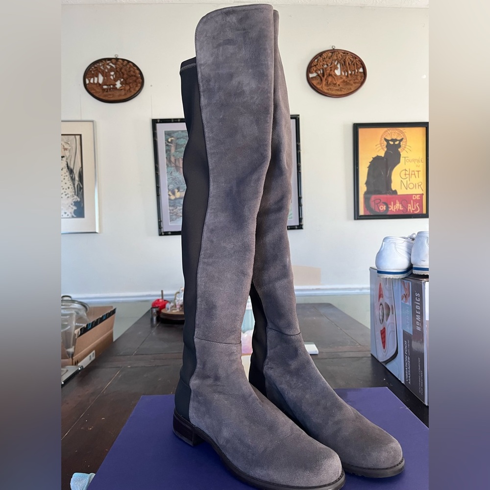NIB Stuart Weitzman Genuine Suede Leather Fitted Over Knee Boots 7
